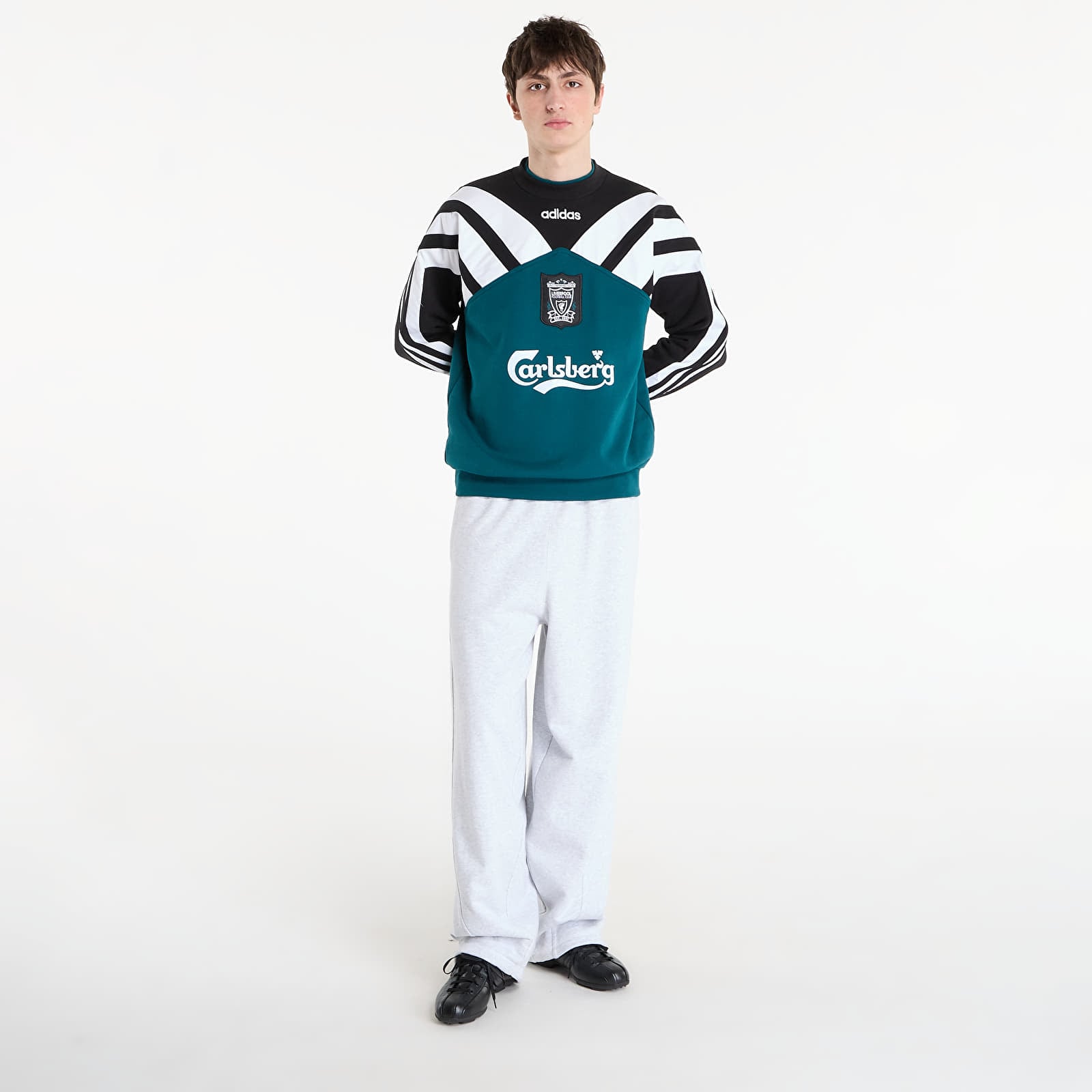 Sweatshirts för män adidas Liverpool Fc Crew Sweat 95 Rich Green/ Black