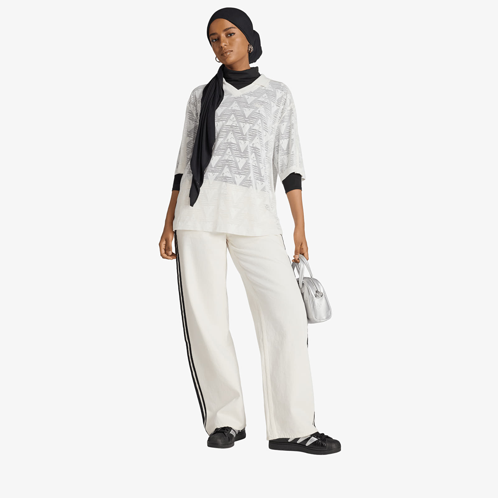 Sieviešu krekliņi adidas Lace Jersey Cloud White