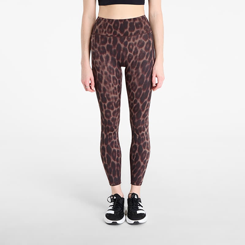 Legíny adidas Optime Power Leopard 7/8 Leggings Black/ Almost Yellow