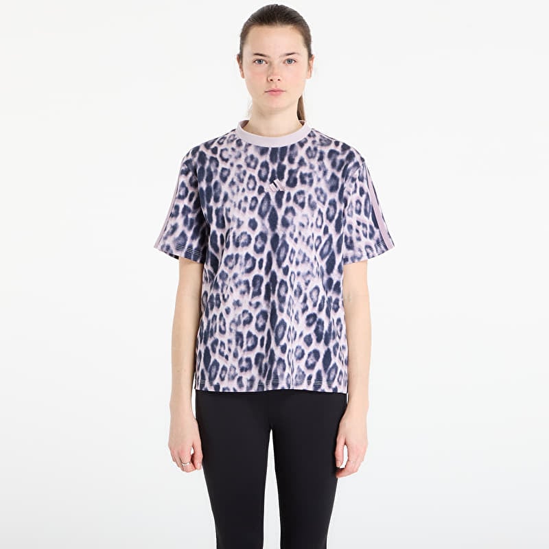 adidas Seasonal Essentials Leopard Print T-Shirt With 3-Stripes Multicolor/ Crystal Linen