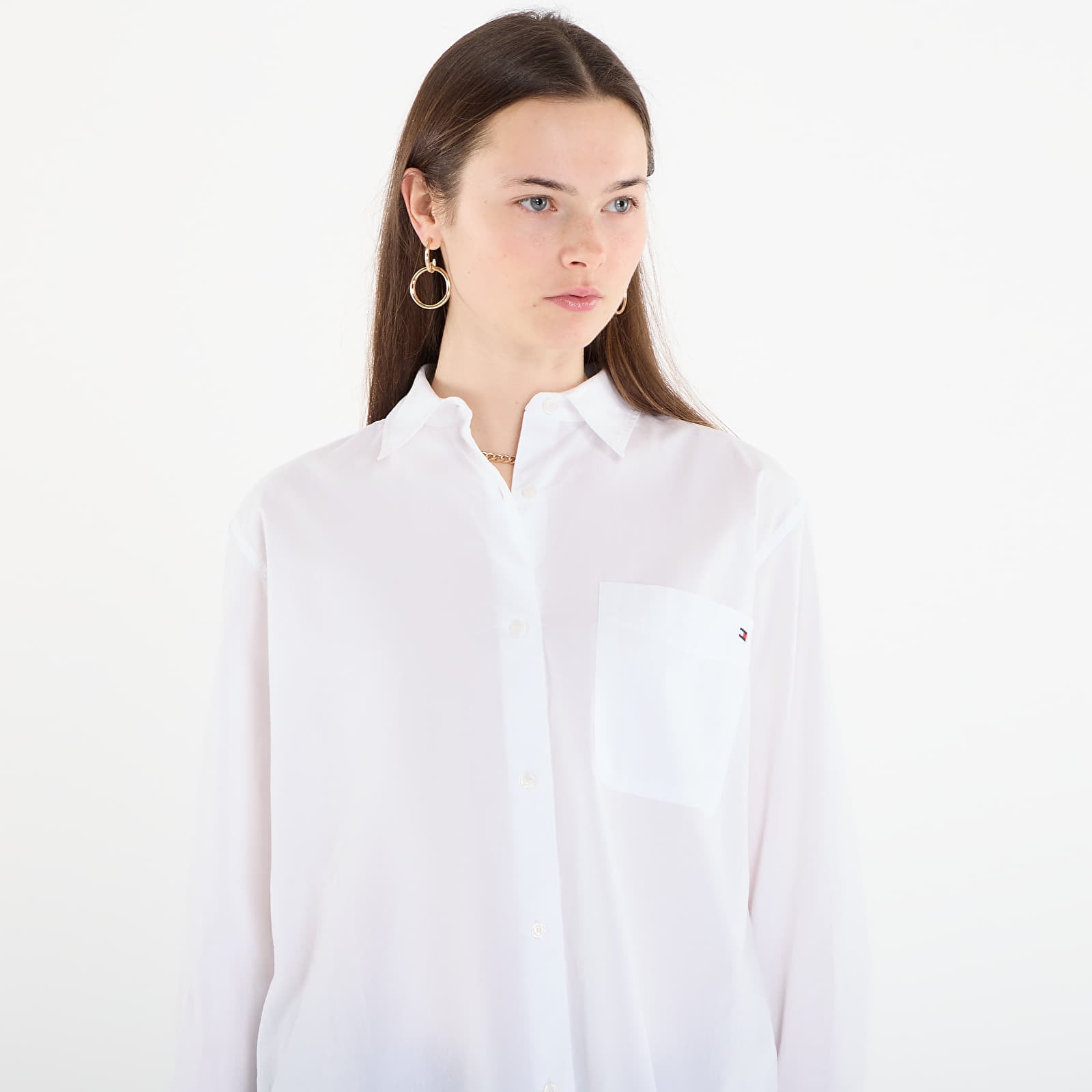 Πουκάμισο Tommy Hilfiger Ess Poplin Easy Fit Shirt Optic White XS