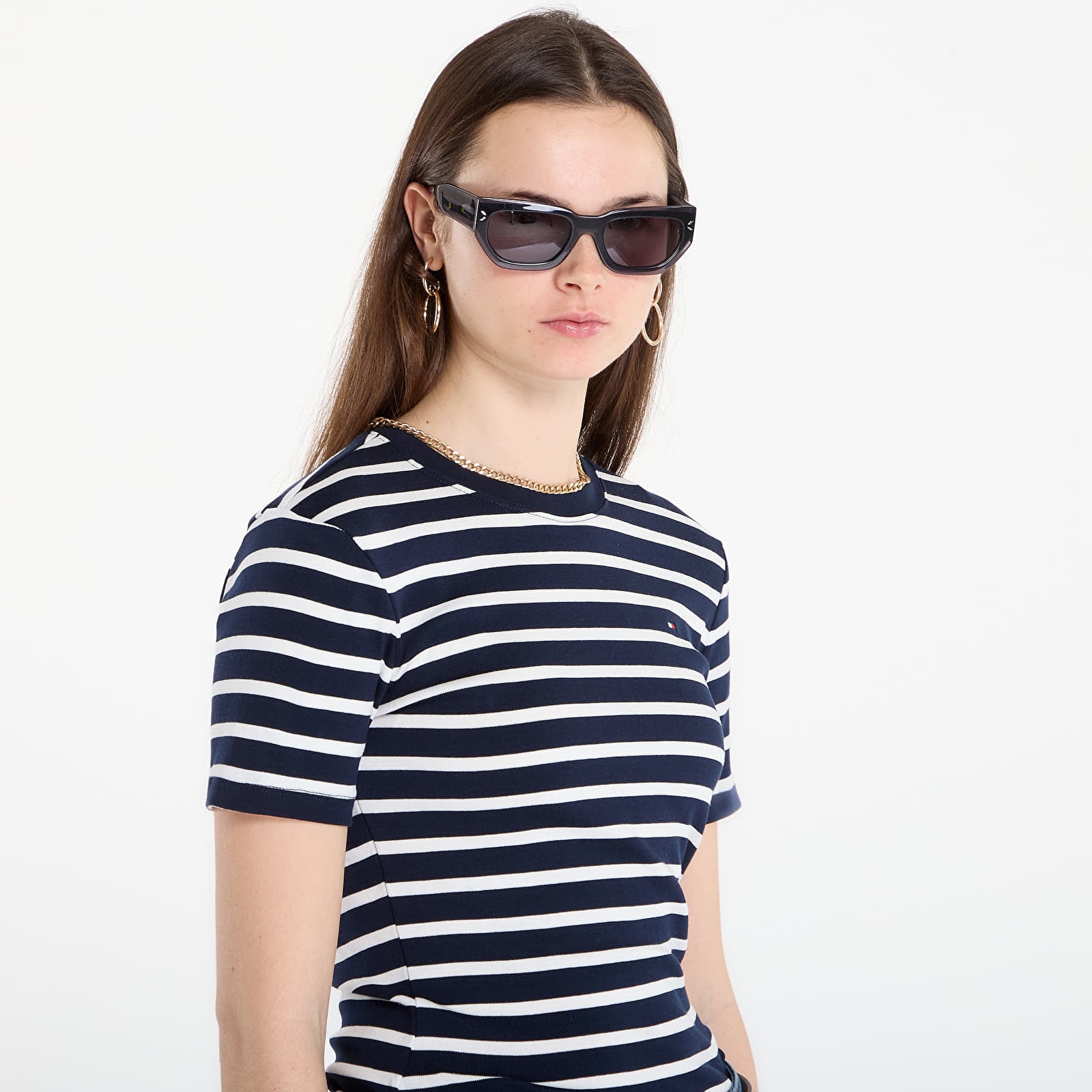 Magliette da donna Tommy Hilfiger Slim Cody C-Nk S/S Tee Breton Stripe Dark Night/ Ecru