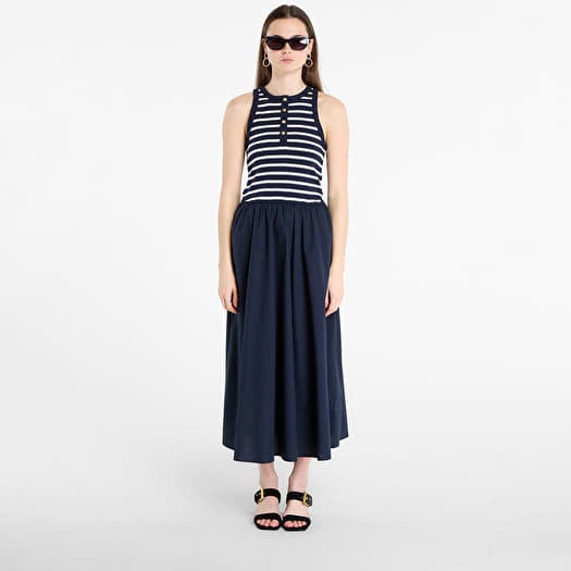 Tommy Hilfiger Gold Button Poplin Mix Dress Breton Stripe Dark Night/ Ecru