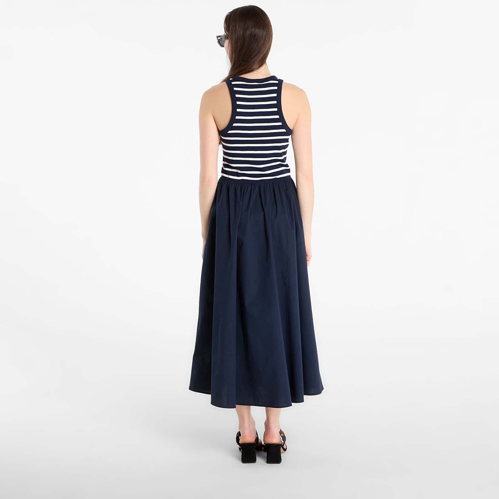 Kleider Tommy Hilfiger Gold Button Poplin Mix Dress Breton Stripe Dark Night/ Ecru