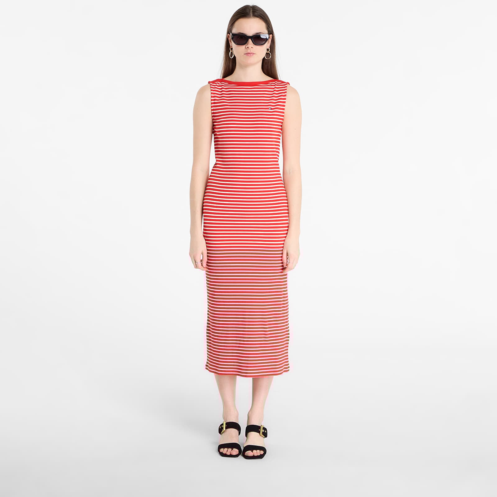 Kleider Tommy Hilfiger 5X2 Slim Slash-Nk Dress Breton Stripe Fireworks/ Calico