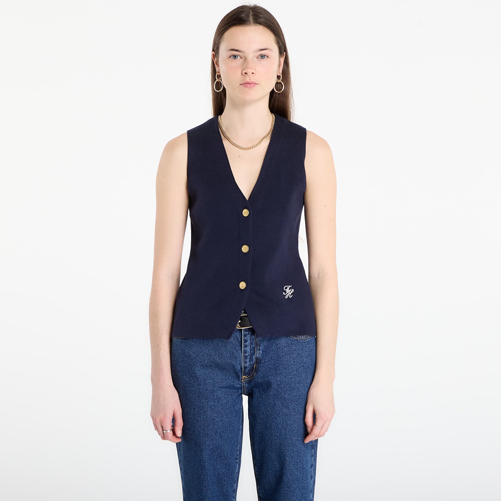 Елек Tommy Hilfiger Co Full Needle Slim Vest Navy S