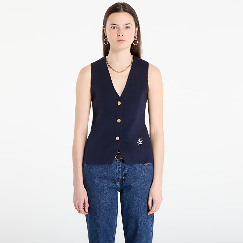 Tommy Hilfiger Co Full Needle Slim Vest Navy