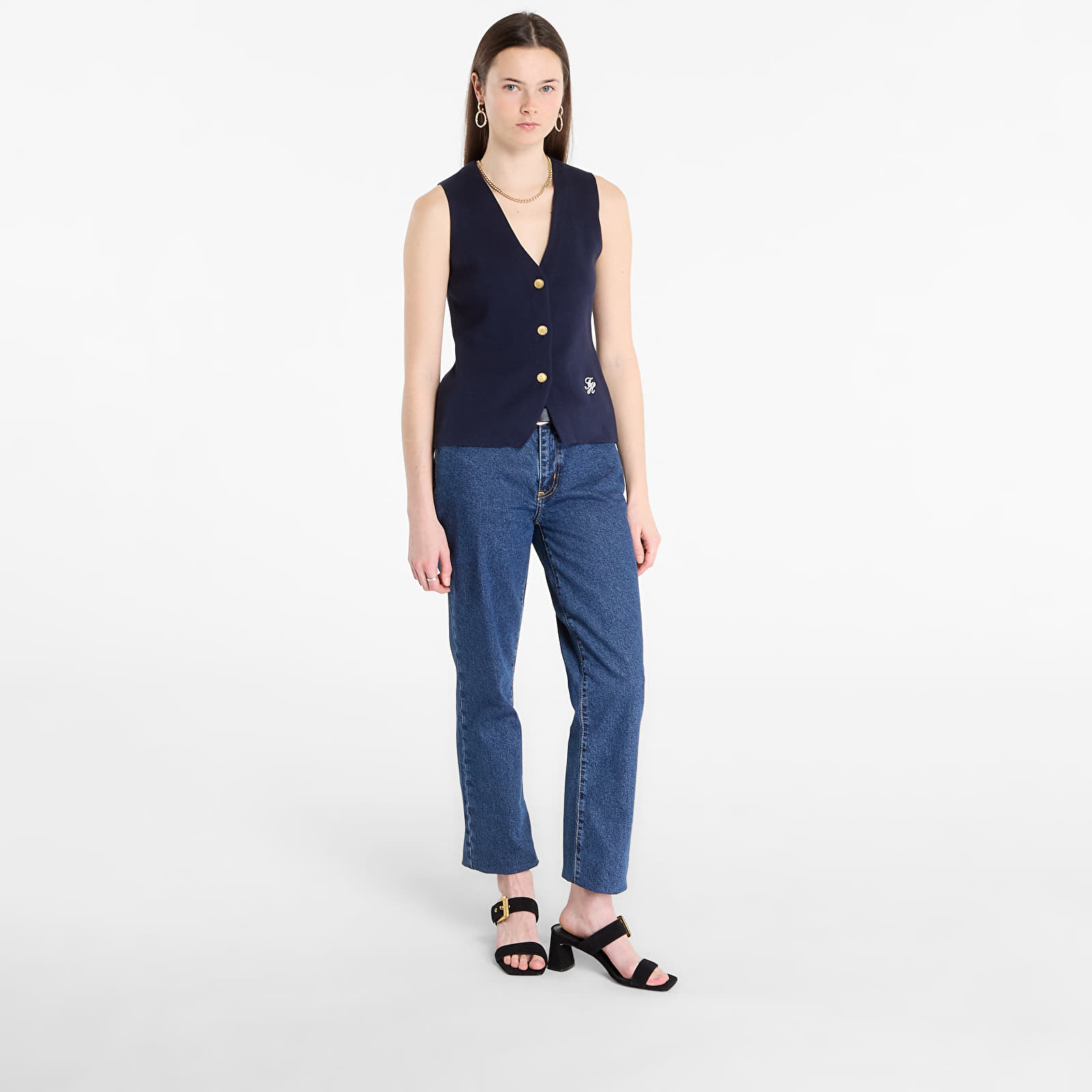 Brezrokavniki Tommy Hilfiger Co Full Needle Slim Vest Navy