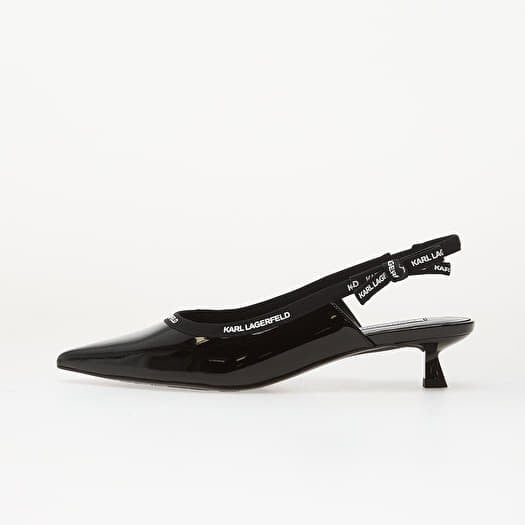 Karl Lagerfeld Jeans Pasha Ribbon Sling Black Patent Lthr