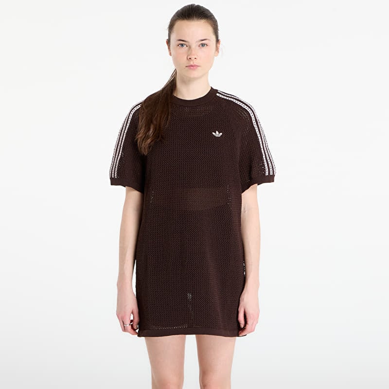 Kjole adidas Knitted Crochet Dress Aurora Coffee