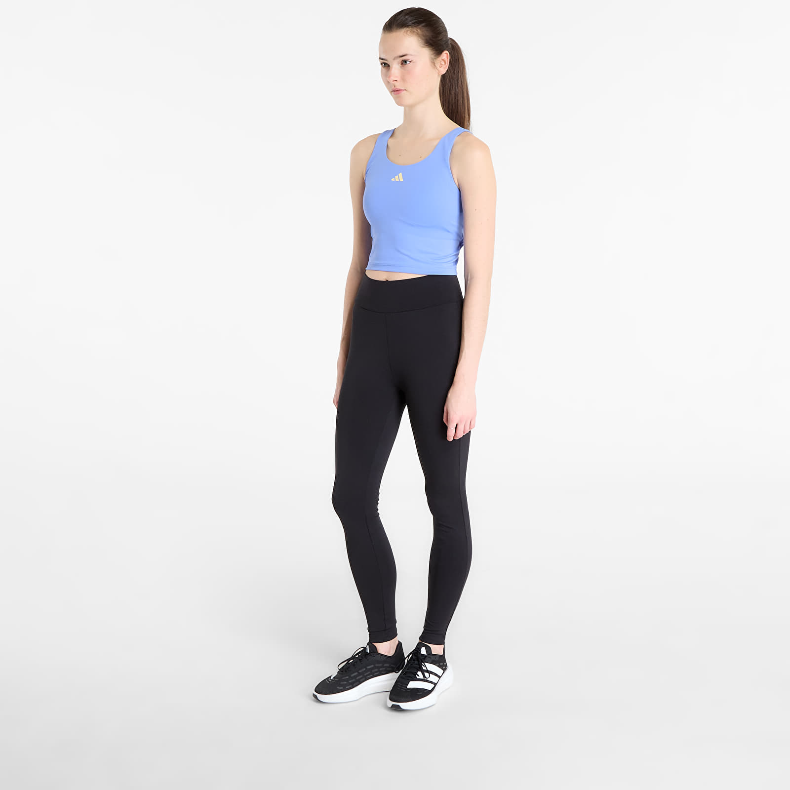 Dámská tílka adidas 3 Stripes Studio All Me Light Support Tank Top Blue Fusion