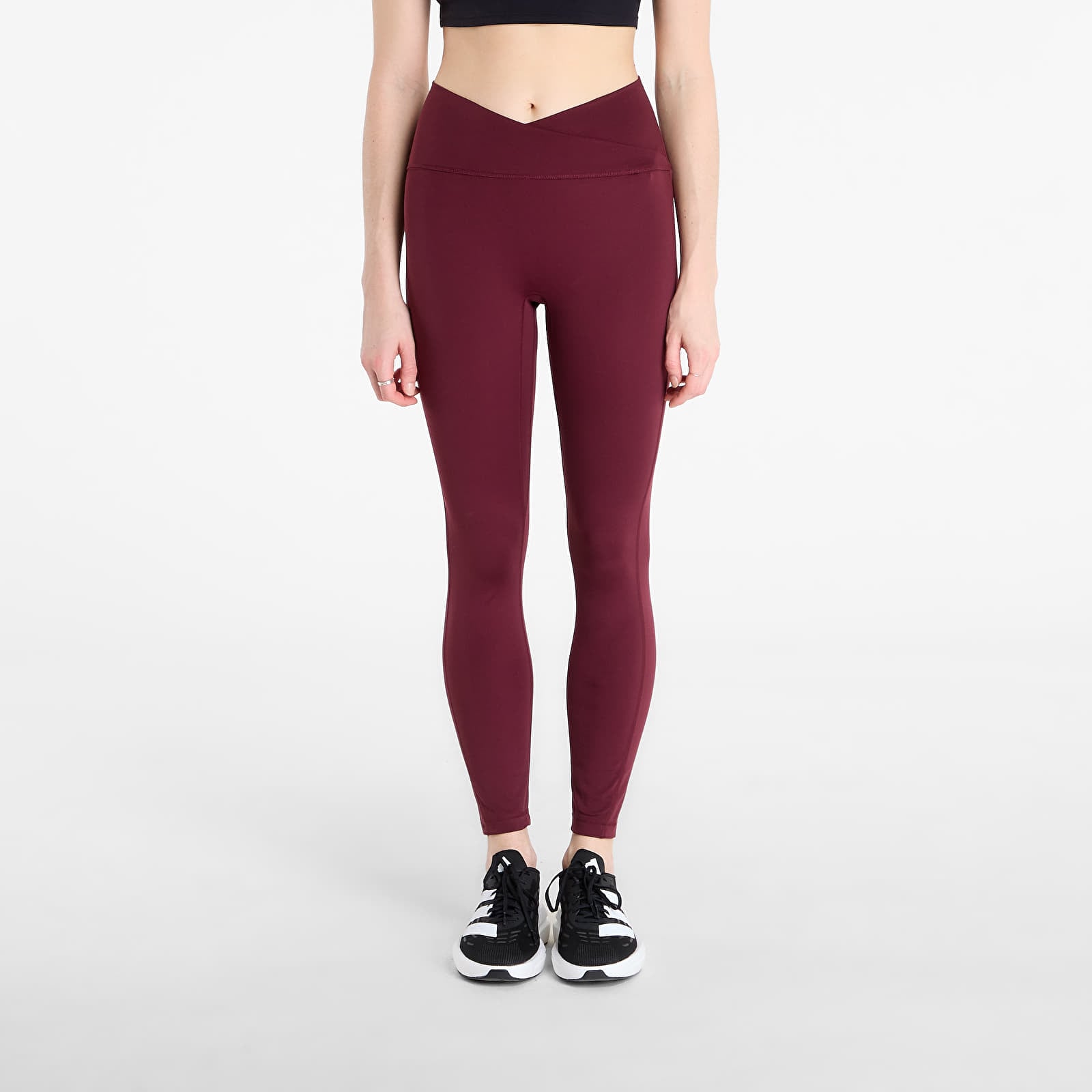 Women's Leggings adidas 3 Stripes Studio All Me 7/8 X-Over Leggings Maroon