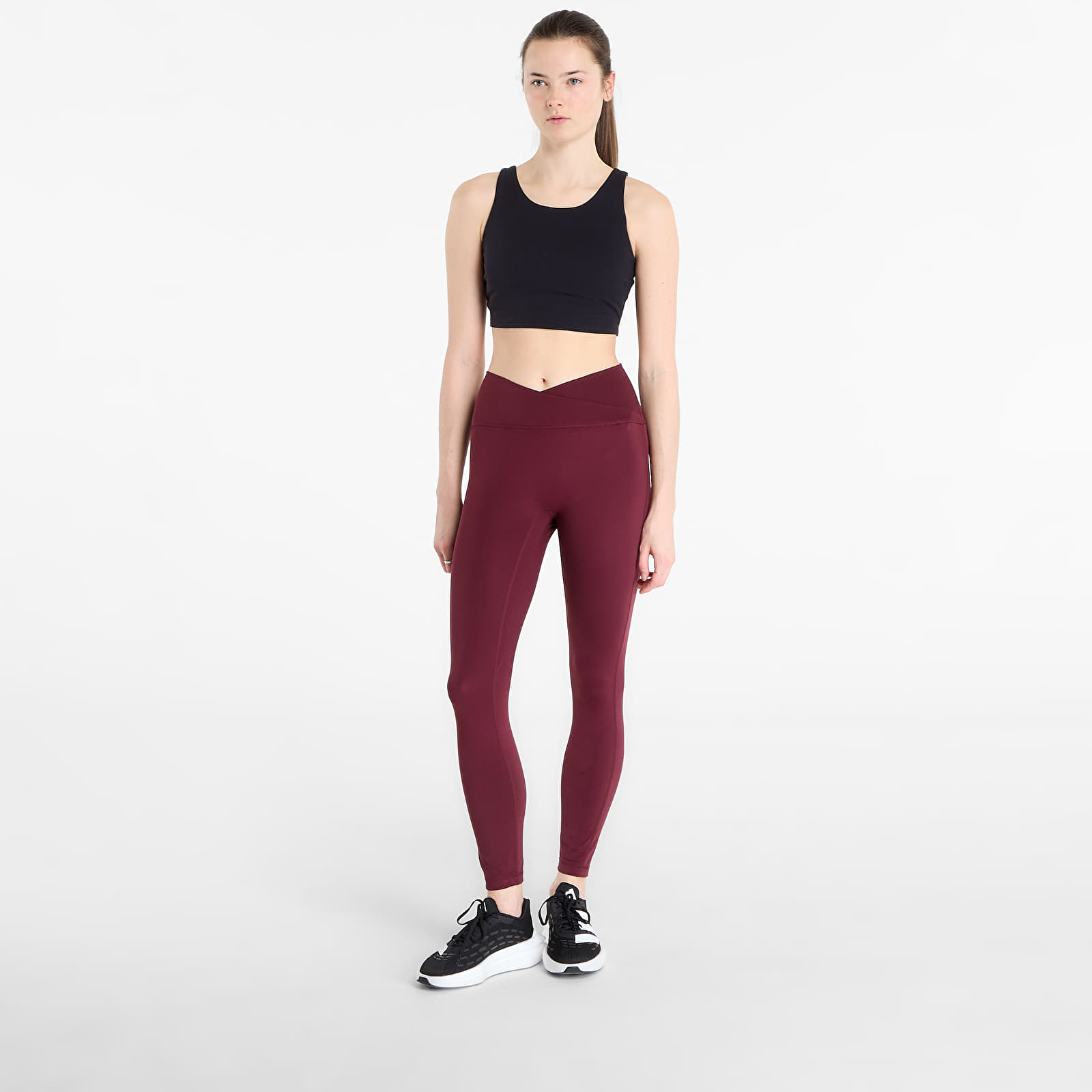 Women's Leggings adidas 3 Stripes Studio All Me 7/8 X-Over Leggings Maroon