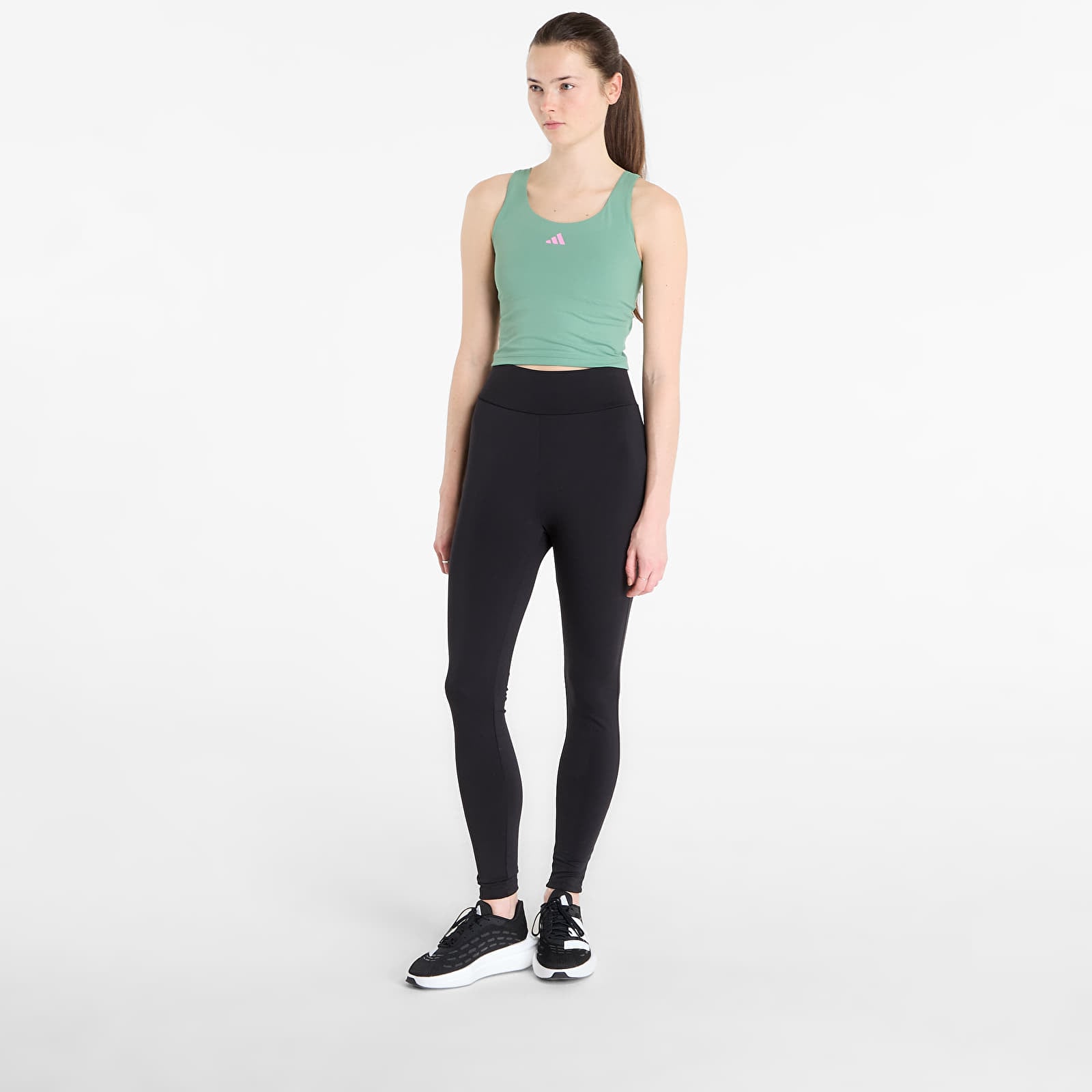 Ženske majice bez rukava adidas 3 Stripes Studio All Me Light Support Tank Top Preloved Green