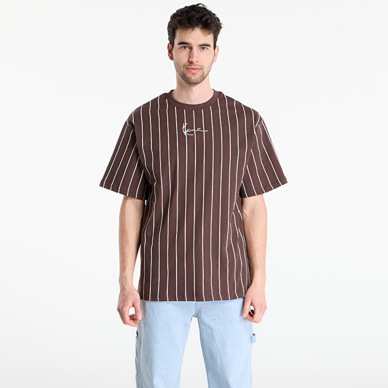 Póló Karl Kani Small Signature Essential Pinstripe Tee Brown