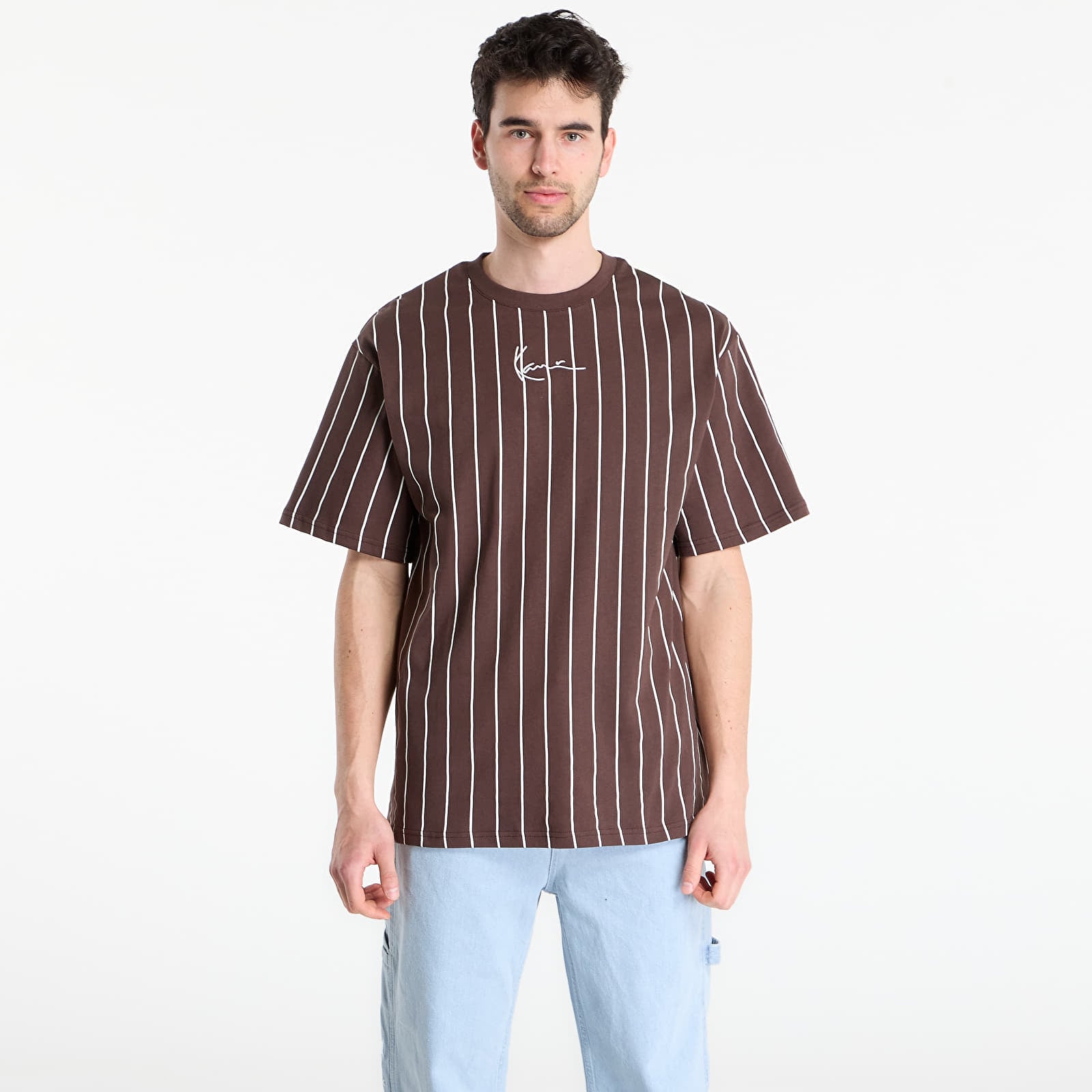 T-shirts Karl Kani Small Signature Essential Pinstripe Tee Brown