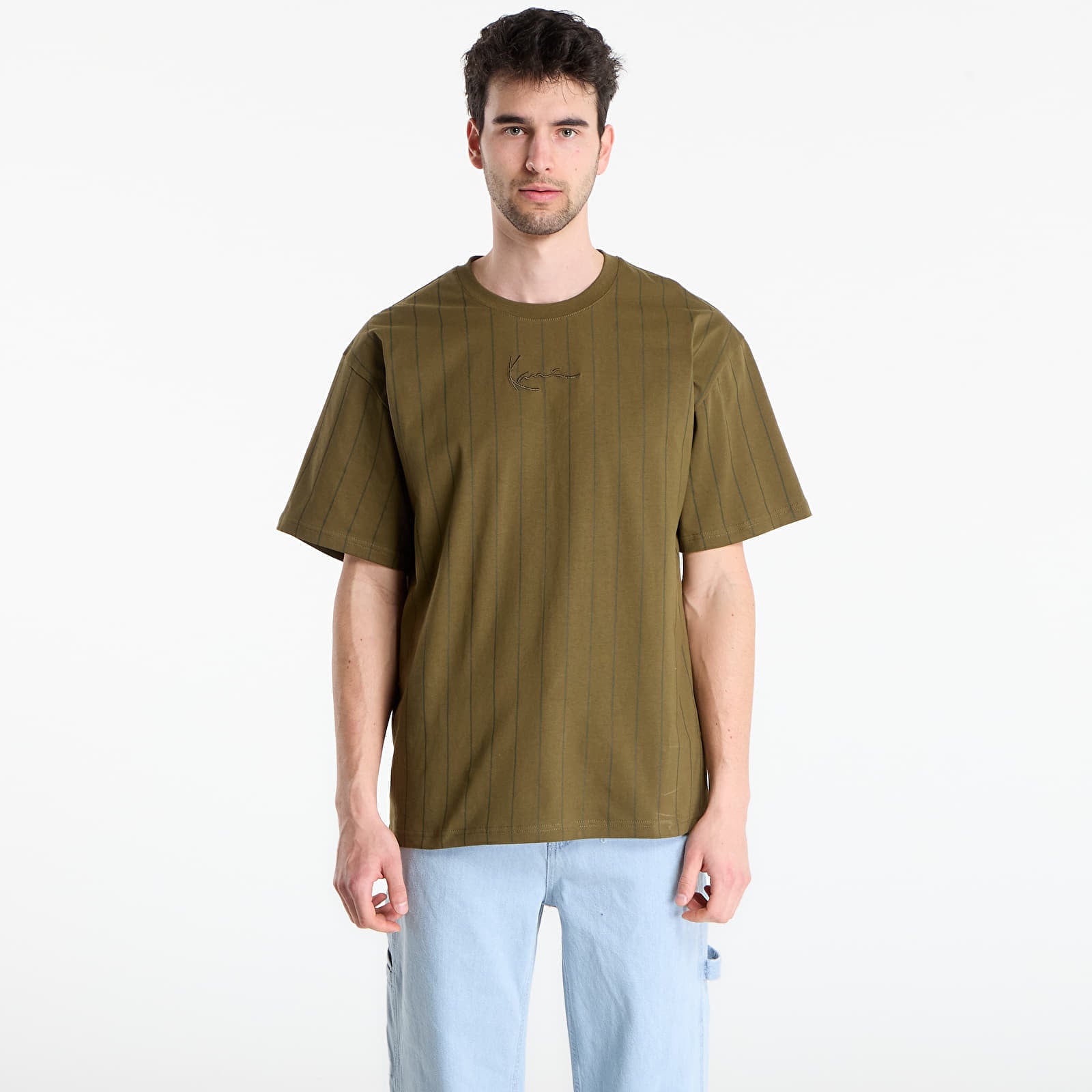 Тениска Karl Kani Small Signature Essential Pinstripe Tee Green S