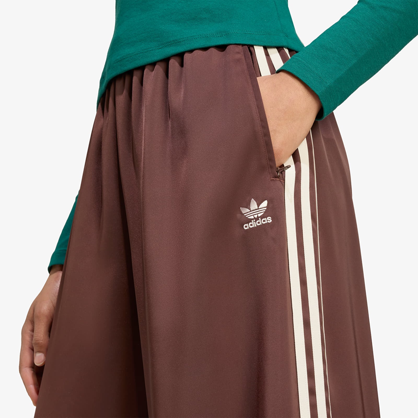 Kelnės adidas Adicolor Satin Wide Leg Track Joggers Auburn/ Earth Strata