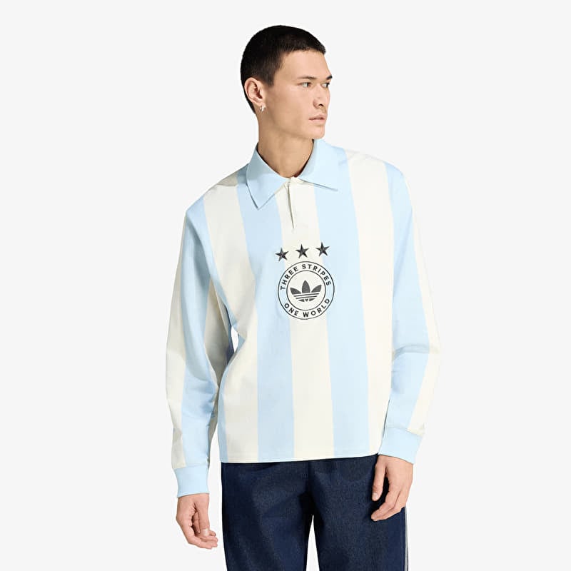 adidas Graphic Long Sleeve Polo Shirt Ice Blue