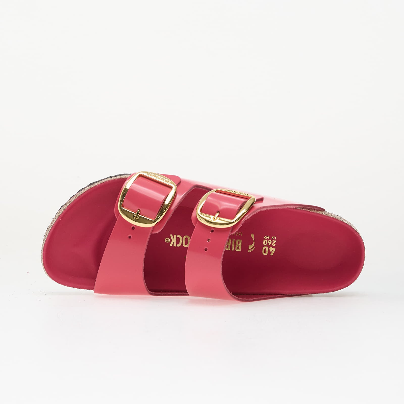Női cipők Birkenstock Arizona Big Buckle Natural Leather Patent Women High-Shine Fuchsia Tulip