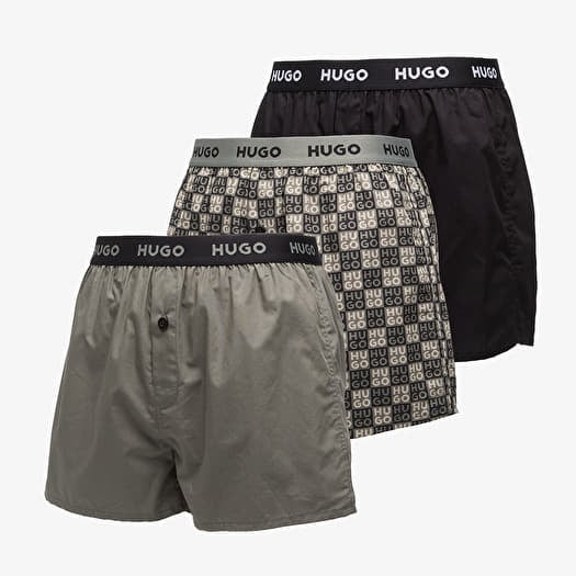 Boxerky Hugo Boss Woven Boxer 3-Pack Black