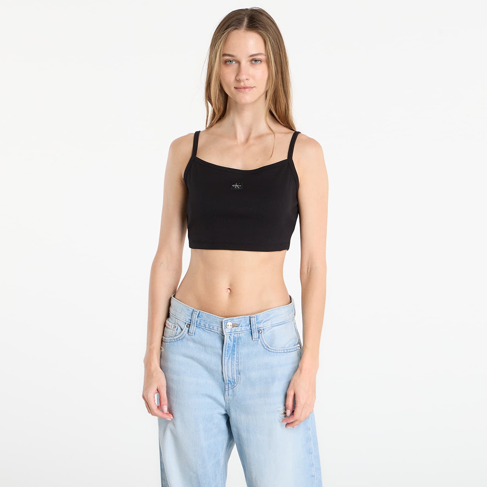 Topper for kvinner Calvin Klein Jeans Sl Woven Label 2X2 B Black