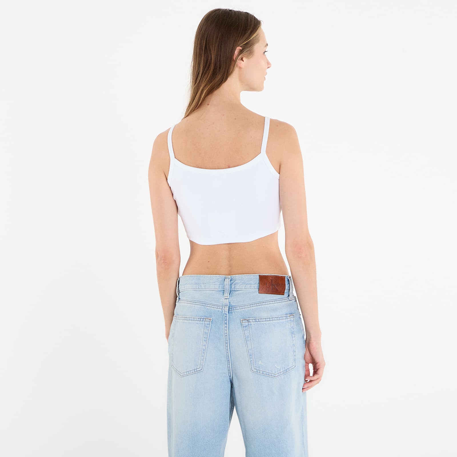 Topper for kvinner Calvin Klein Jeans Woven Label 2X2 Baby White