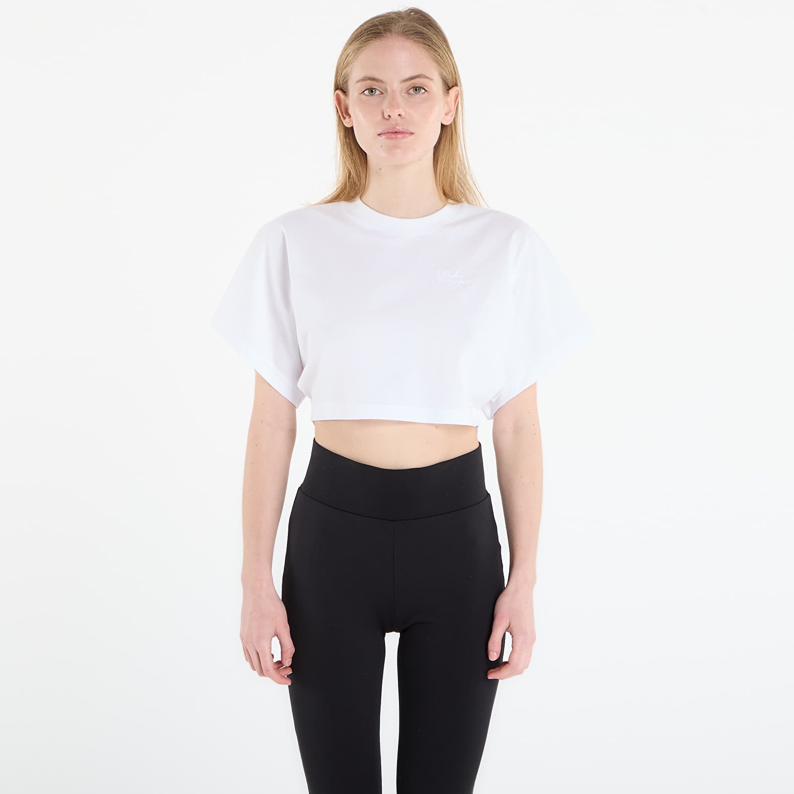 Women's T-shirts Under Armour Cropped Script SS Tee White