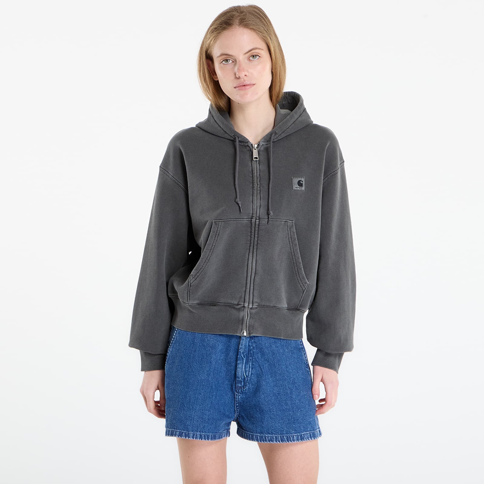 Суитшърт Carhartt WIP W' Hooded Nelson Jacket Black Garment Dyed S