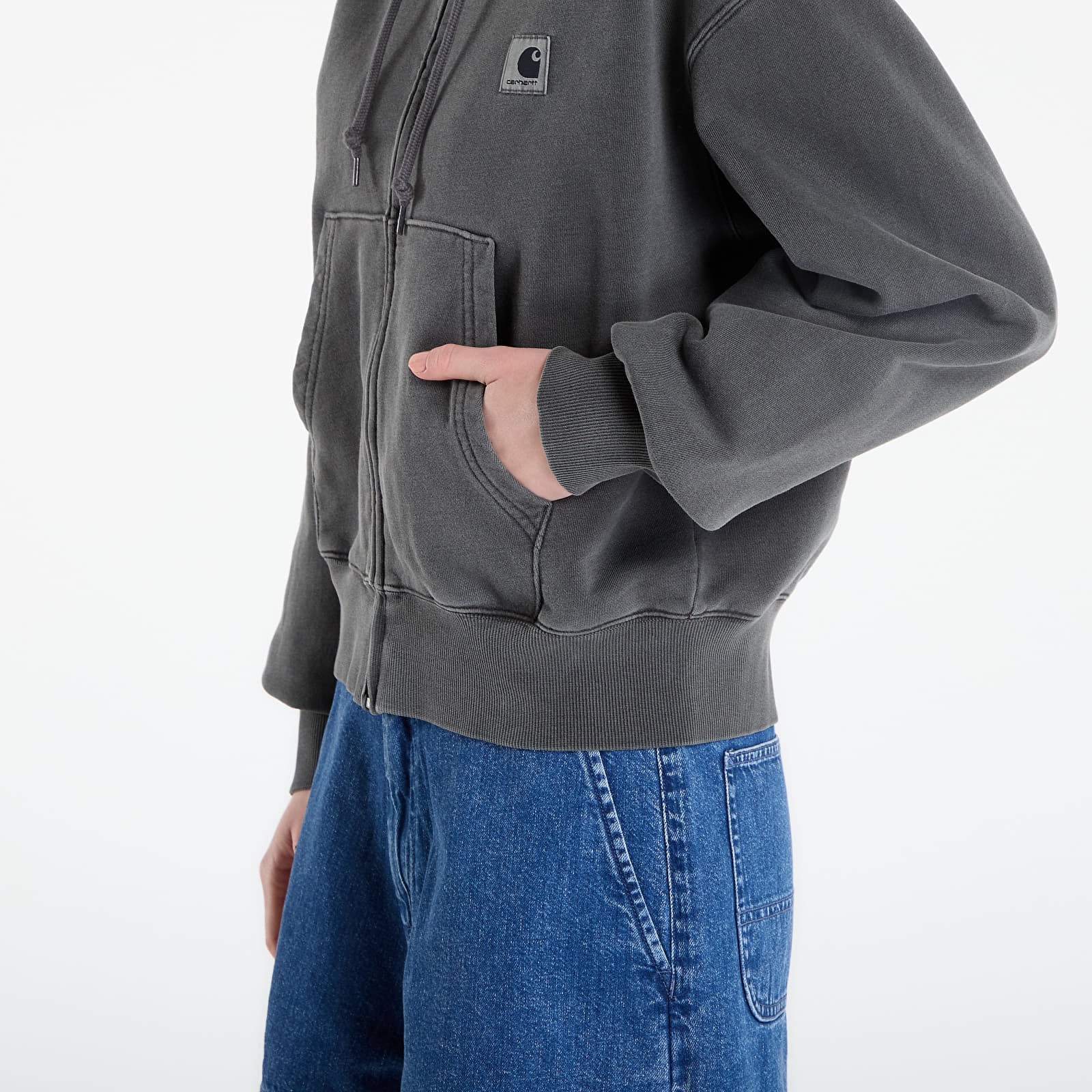 Hettegensere og sweatshirts Carhartt WIP W' Hooded Nelson Jacket Black Garment Dyed