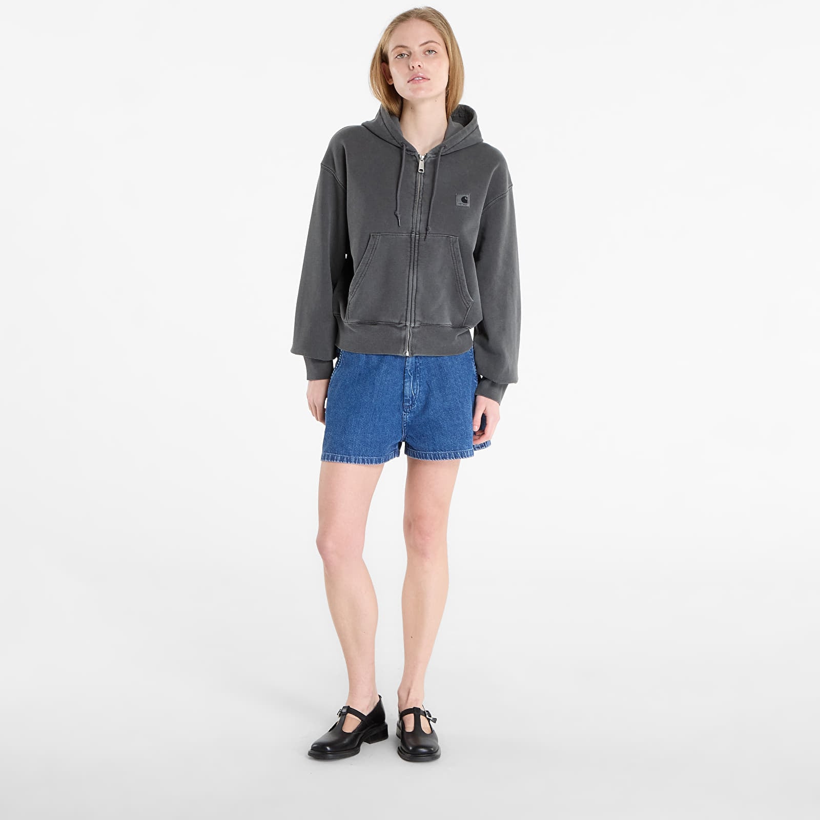 Hettegensere og sweatshirts Carhartt WIP W' Hooded Nelson Jacket Black Garment Dyed