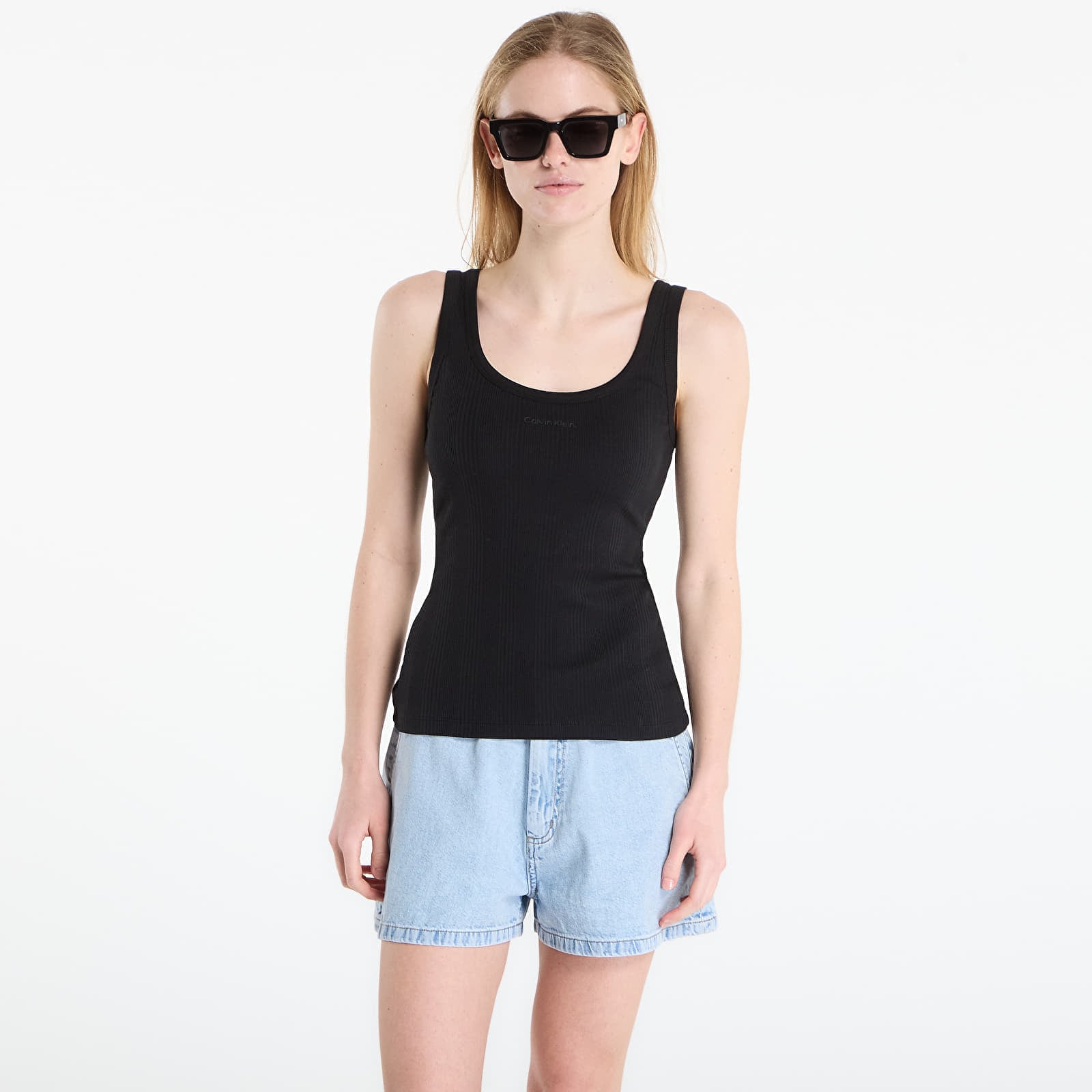 Calvin Klein Sl Varigated Rib Nano Logo Tank Black M