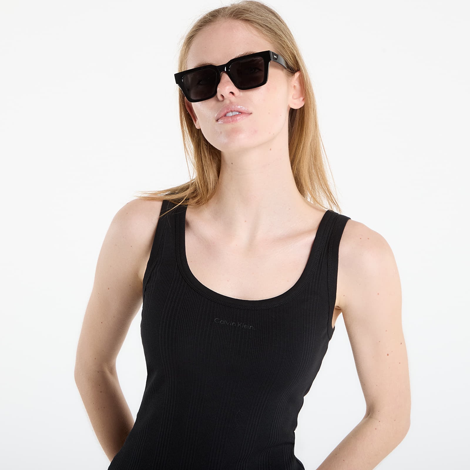 Tank topper Calvin Klein Sl Varigated Rib Nano Logo Tank Black