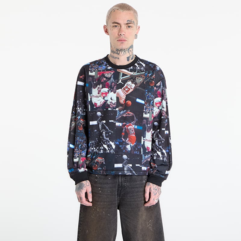 Majica Jordan Flight Men's Printed Long-Sleeve Jersey Black/ White