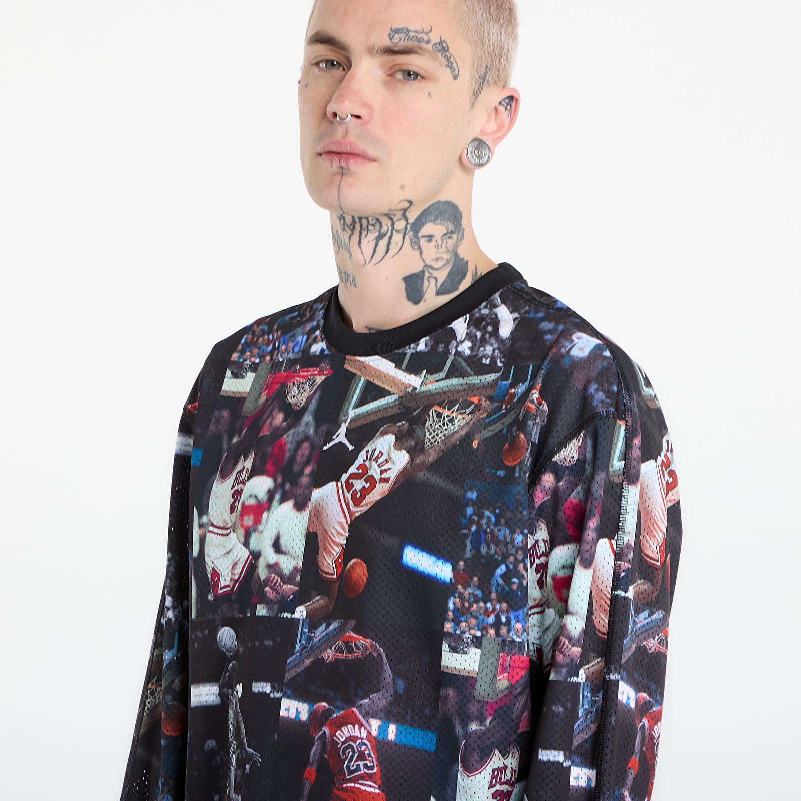 Pánská trička Jordan Flight Men's Printed Long-Sleeve Jersey Black/ White