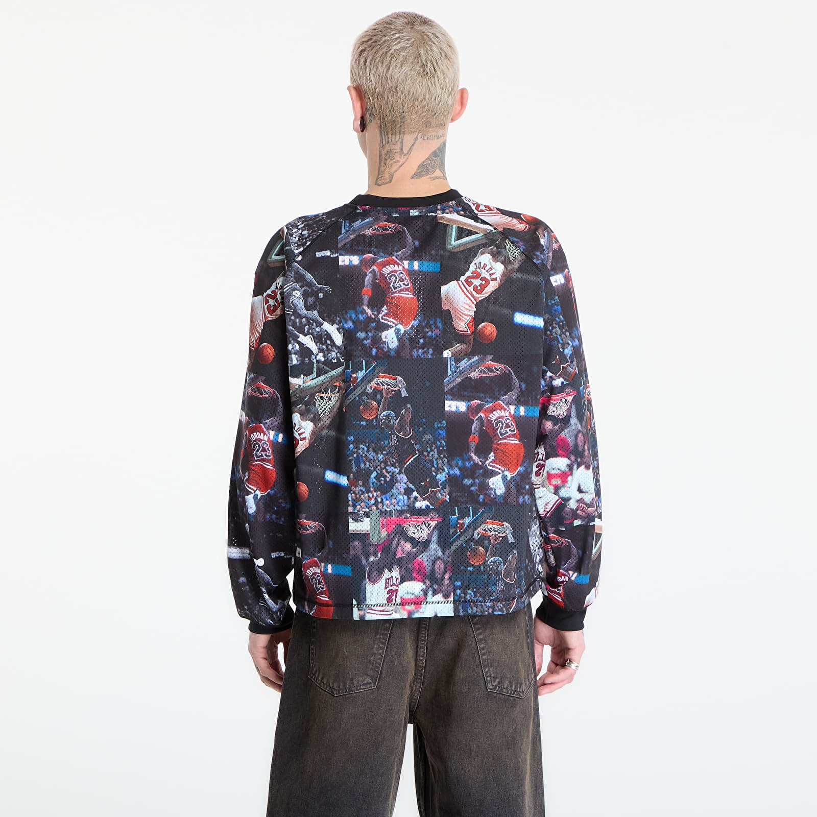 Pánská trička Jordan Flight Men's Printed Long-Sleeve Jersey Black/ White