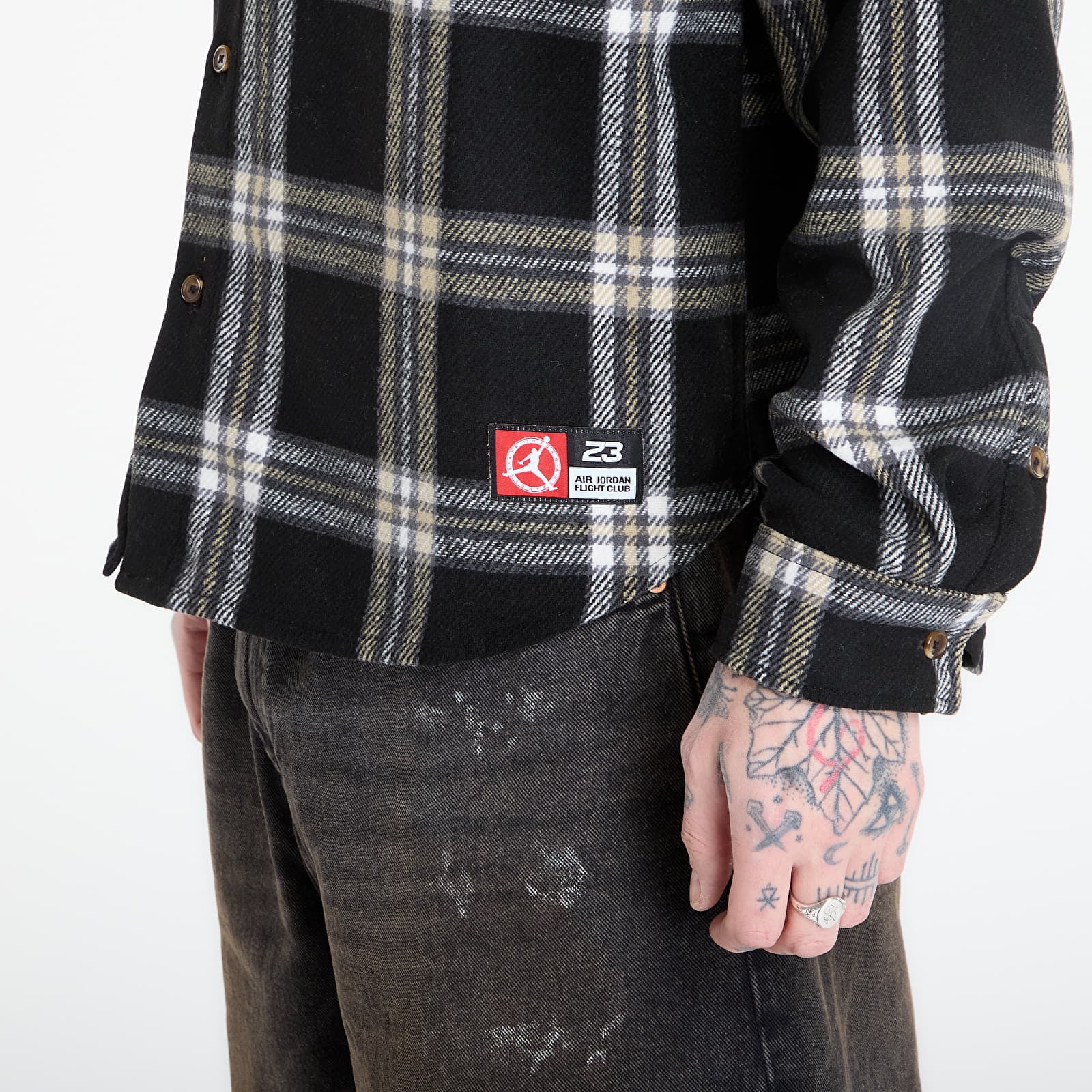 Chemises homme Jordan Flight Men's Flannel Shirt Black/ Pale Ivory