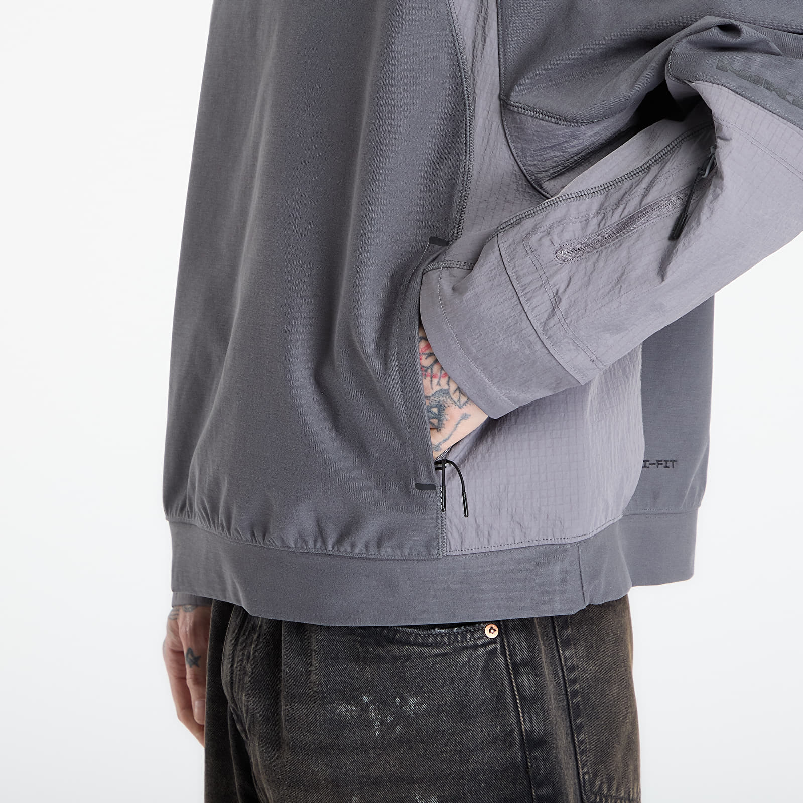 Men's sweatshirts Nike Tech Men's Dri-FIT Shori Knit Utility Hoodie Iron Grey/ Pencil Point/ Black