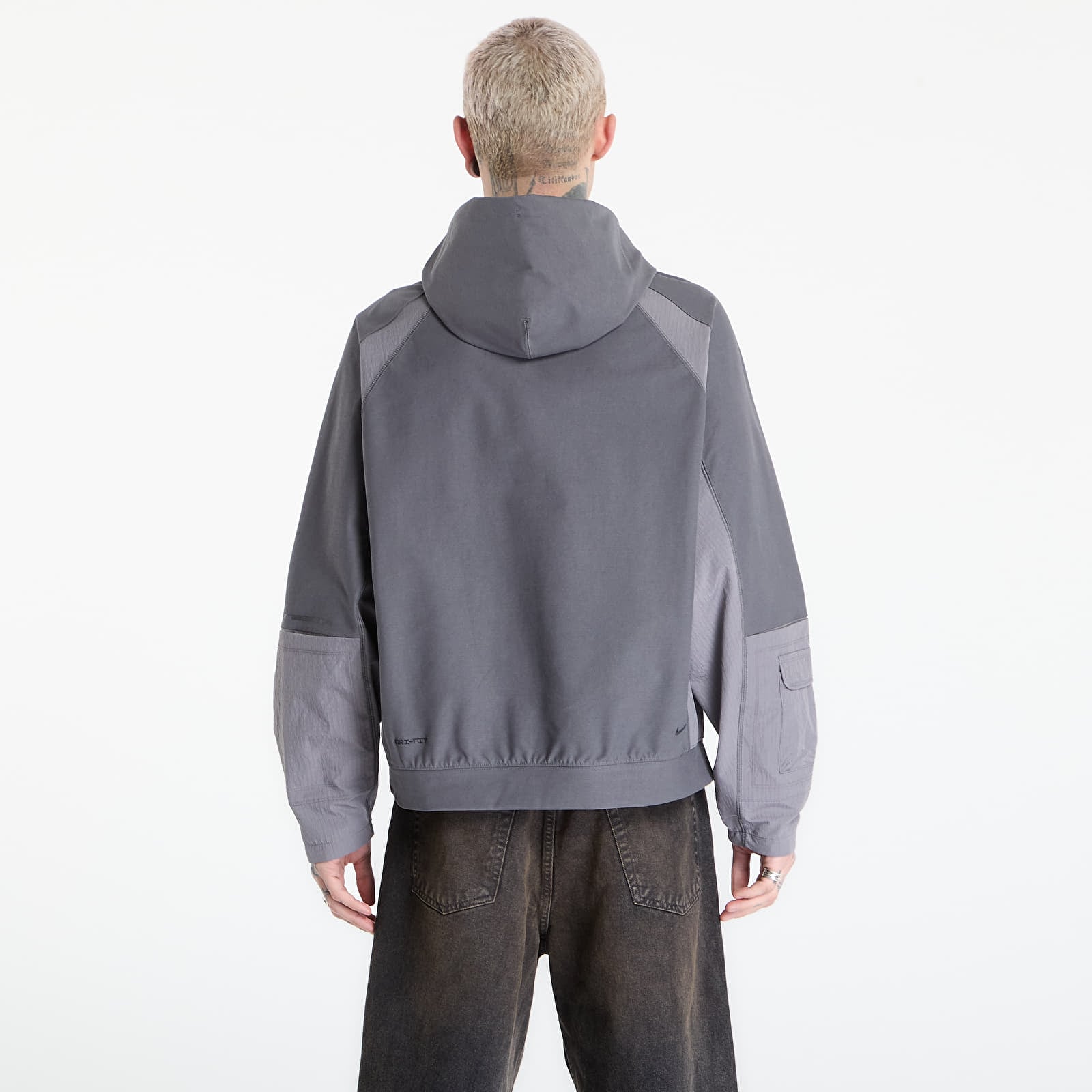 Men's sweatshirts Nike Tech Men's Dri-FIT Shori Knit Utility Hoodie Iron Grey/ Pencil Point/ Black