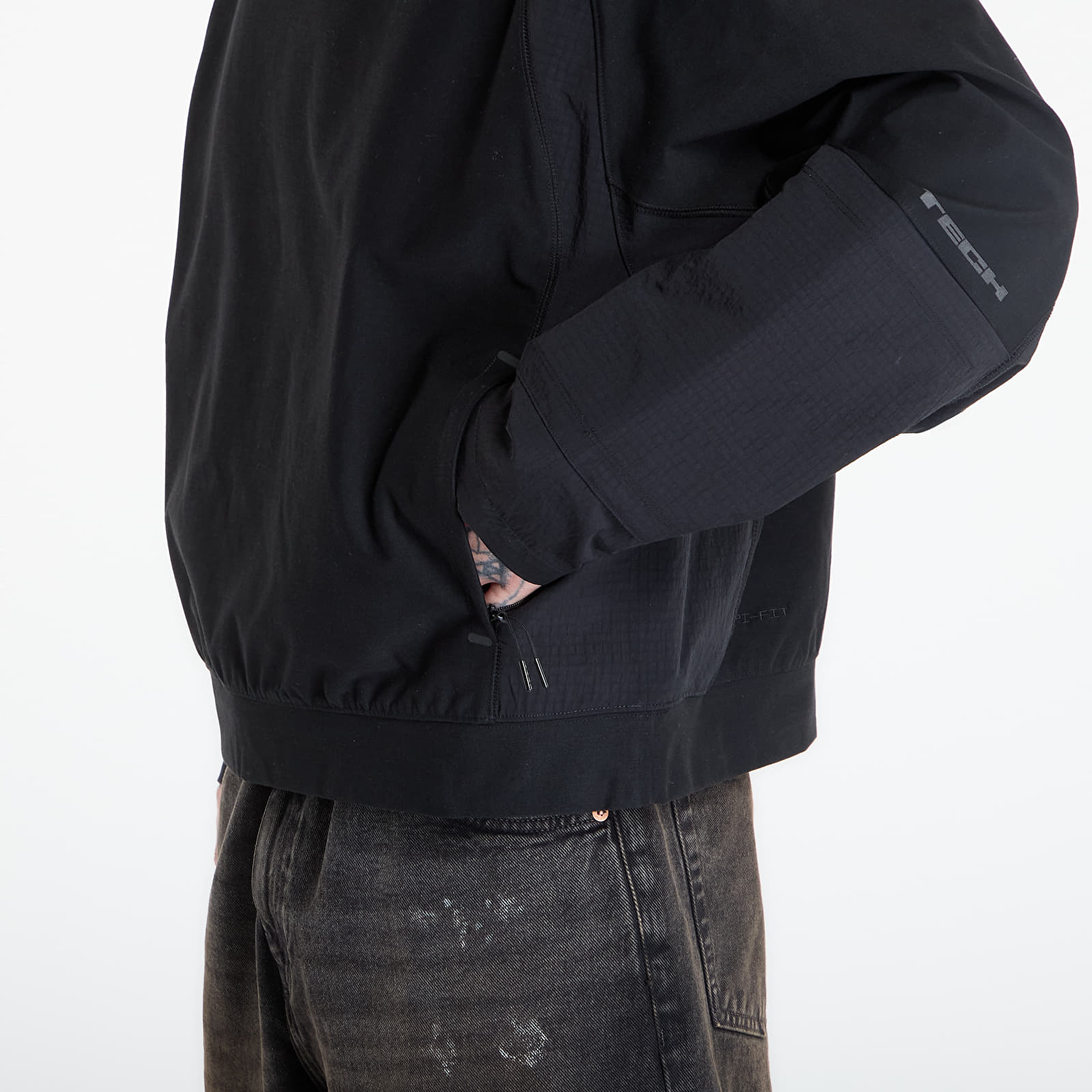 Pánske mikiny Nike Tech Men's Dri-FIT Shori Knit Utility Hoodie Black/ Black/ Black