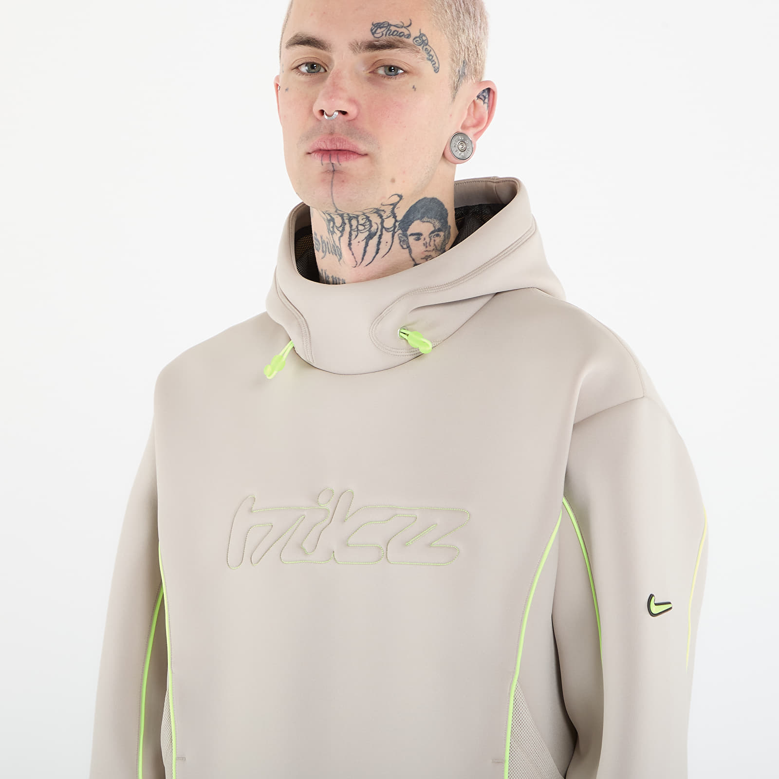 Pánske mikiny Nike Project F.R.O.G. Men's Bubble Mesh Pullover Hoodie Cream Ii/ Black/ Volt Ice/ Volt Ice