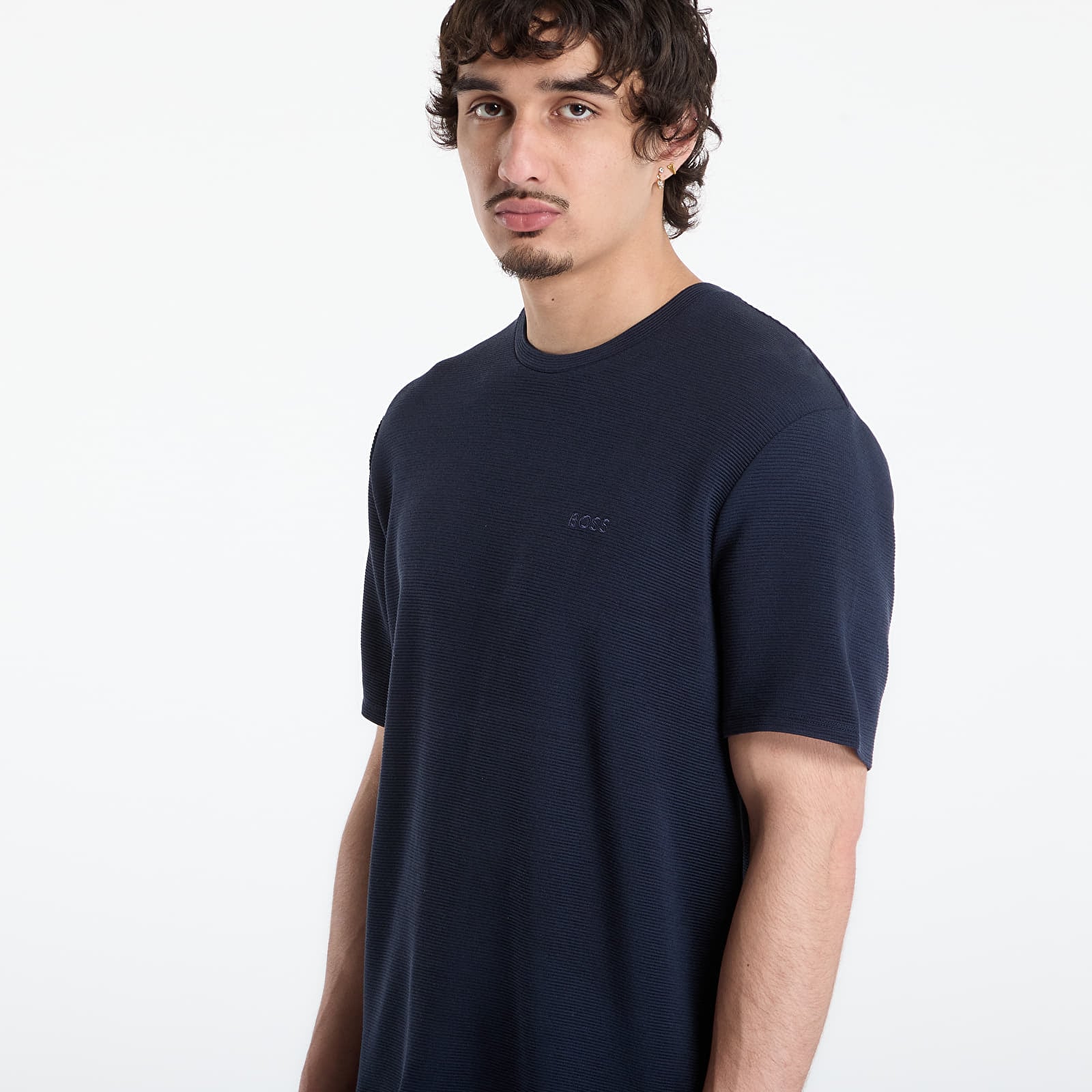 Pánská trička Hugo Boss Rib T-Shirt Blue
