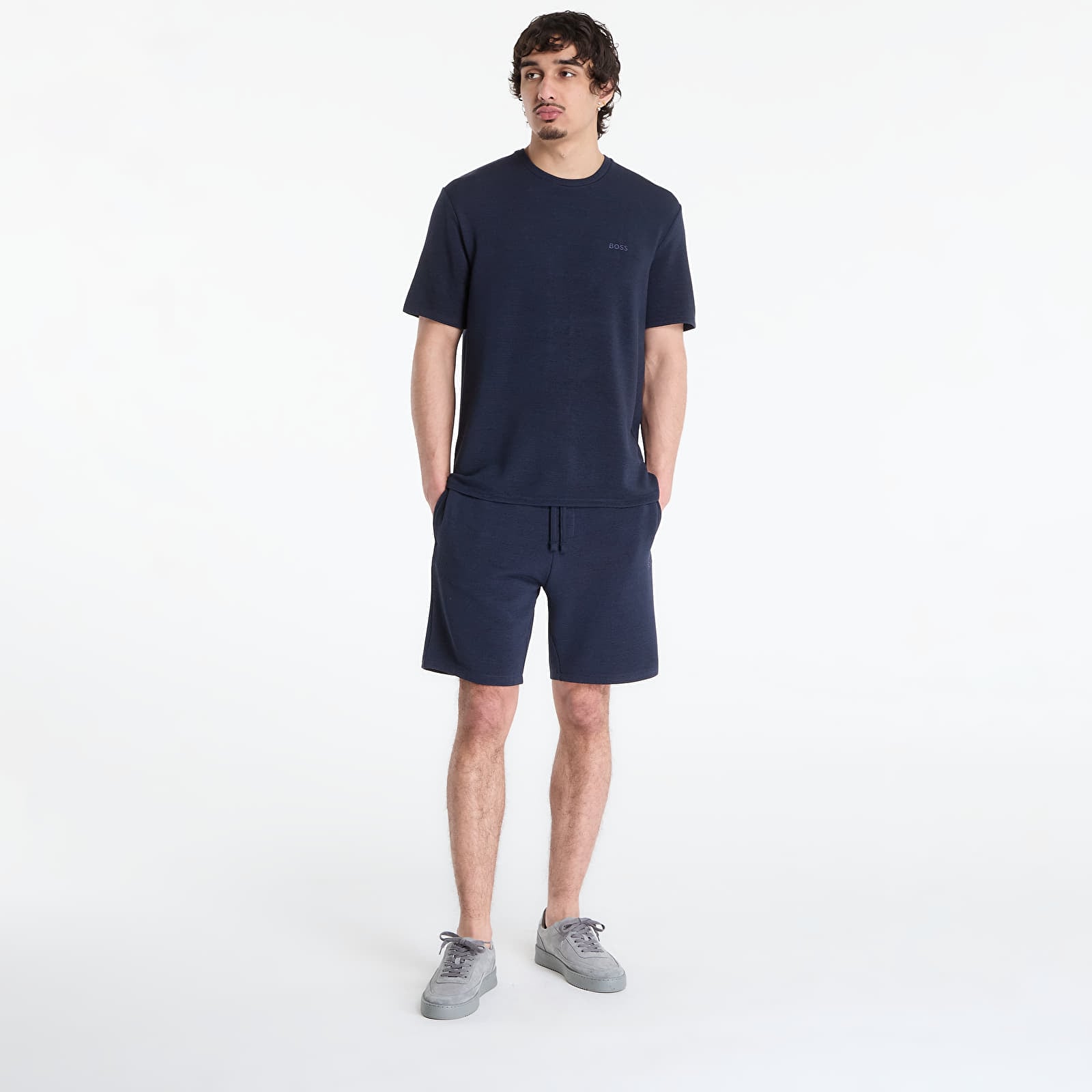 Pánská trička Hugo Boss Rib T-Shirt Blue