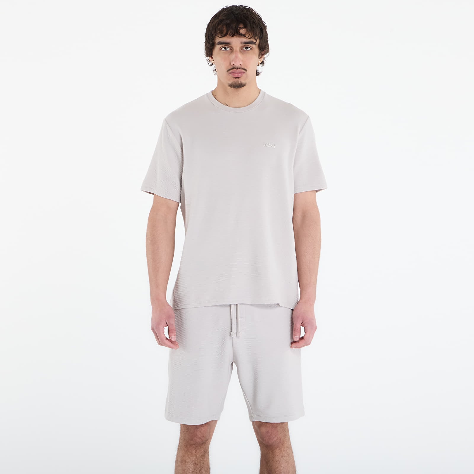 Pánská trička Hugo Boss Rib T-Shirt Light Grey