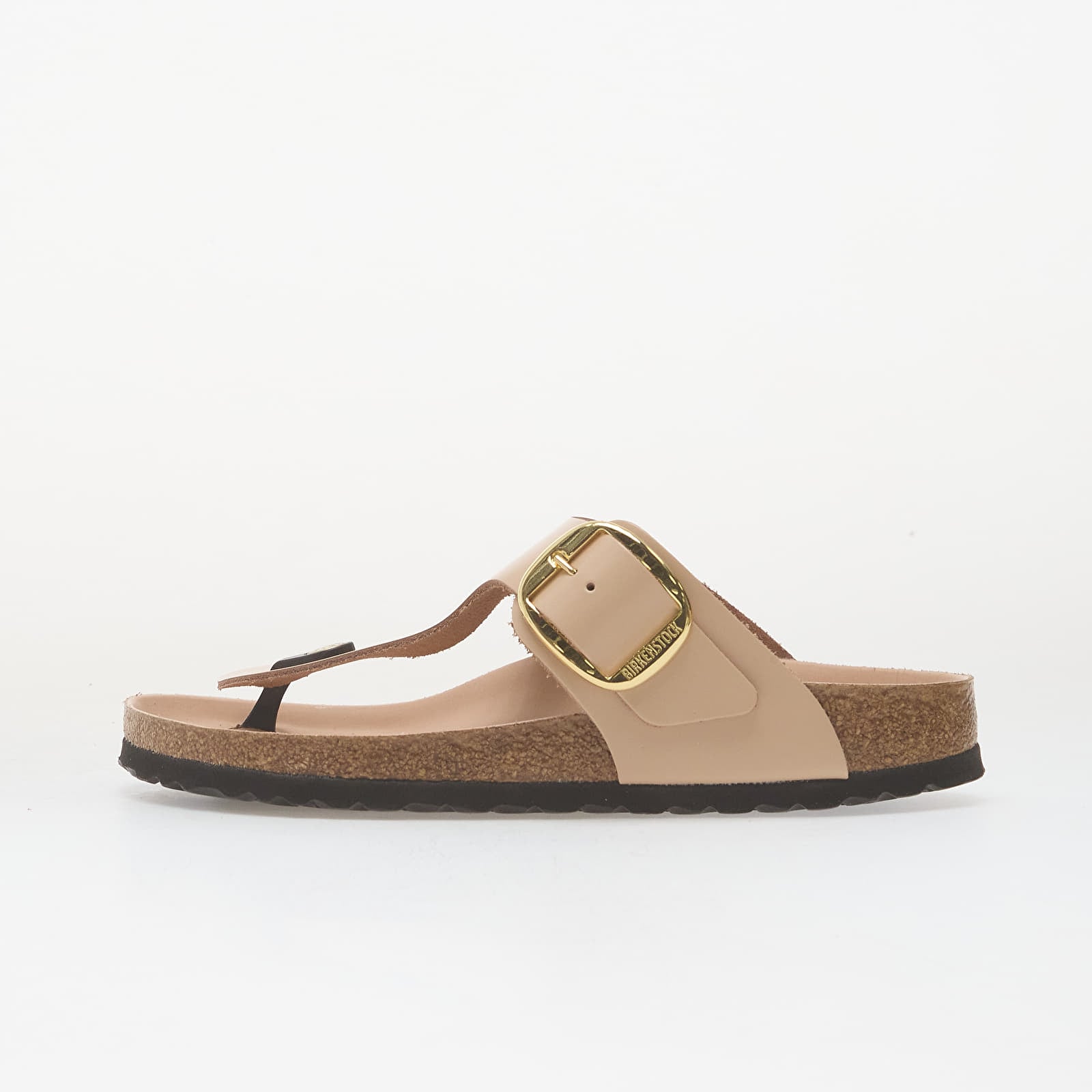 Chaussures et baskets femme Birkenstock Gizeh Big Buckle Natural Leather Patent Women High-Shine New Beige