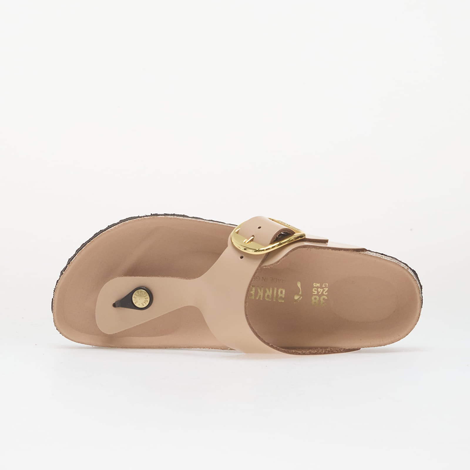 Chaussures et baskets femme Birkenstock Gizeh Big Buckle Natural Leather Patent Women High-Shine New Beige