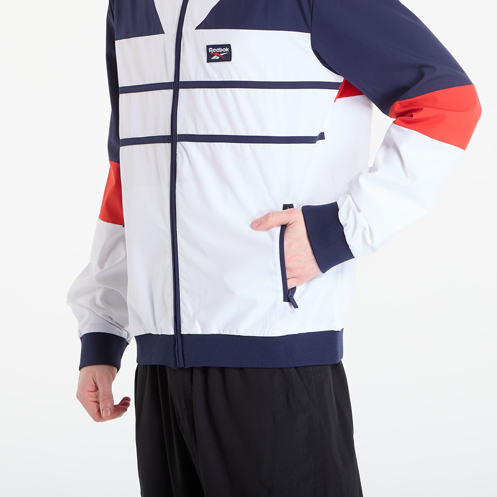 Giacche da uomo Reebok Heritage Logo Track Top White/ Navy/ Red