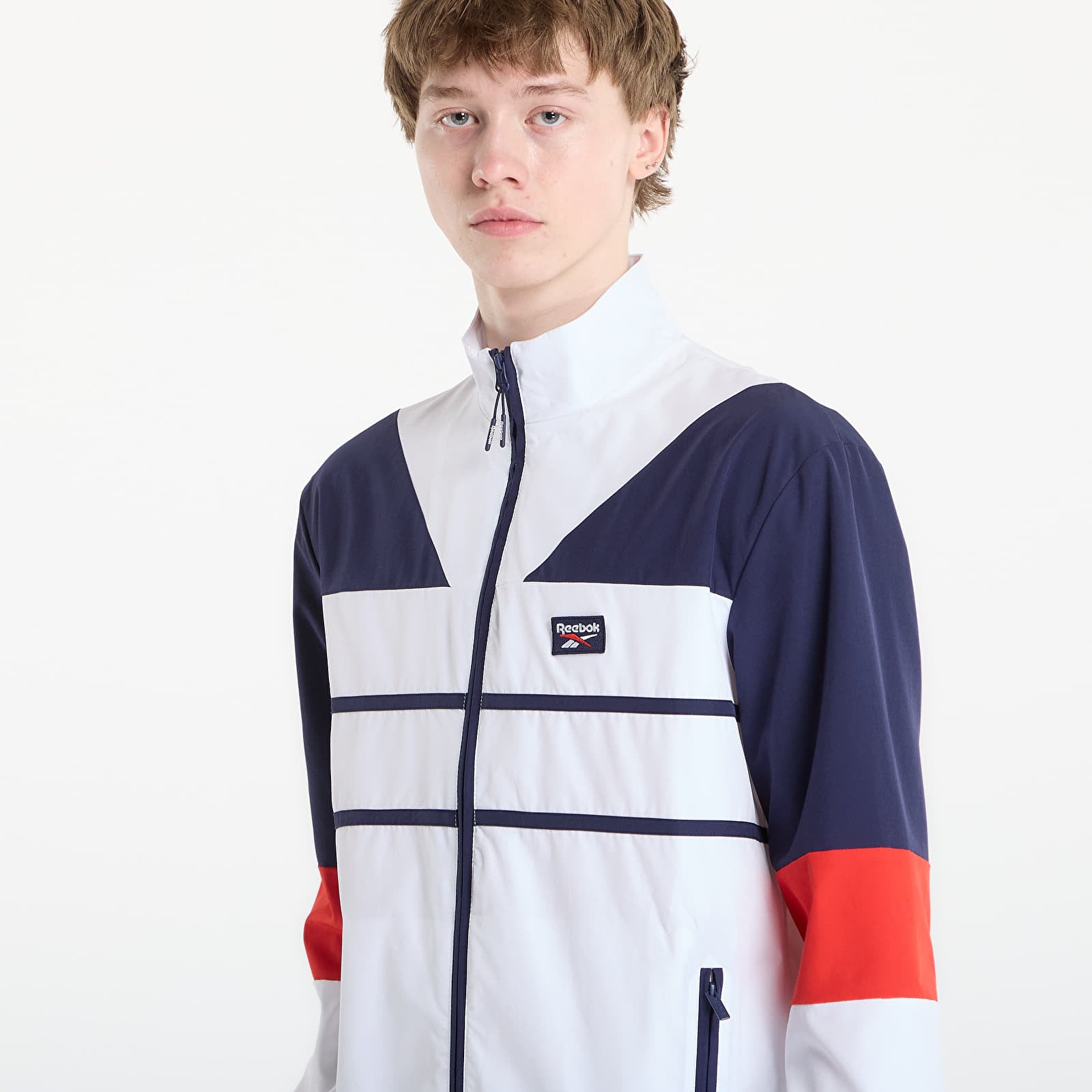 Giacche da uomo Reebok Heritage Logo Track Top White/ Navy/ Red