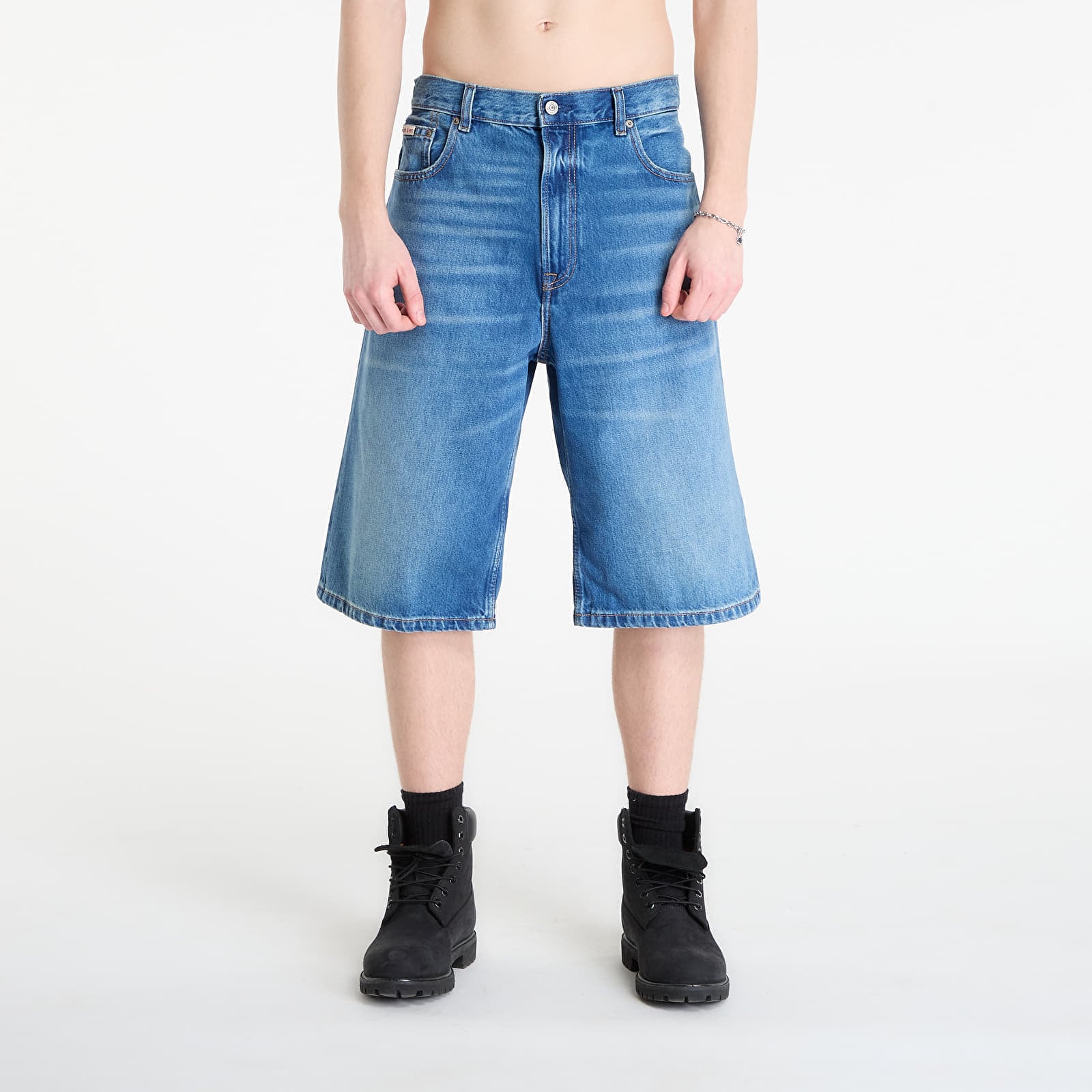 Къси панталони Calvin Klein Jeans Long Short Washed Em Blue 36