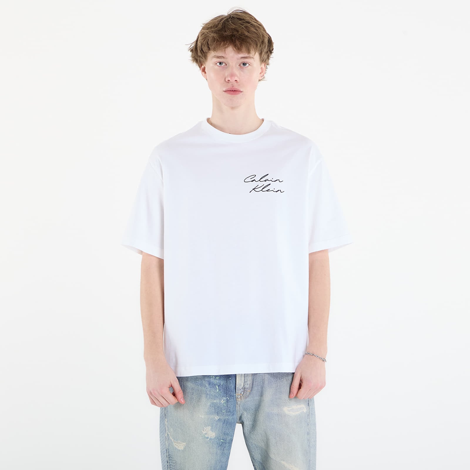 Tricouri bărbați Calvin Klein Jeans 16S April Graphic Se Tee White